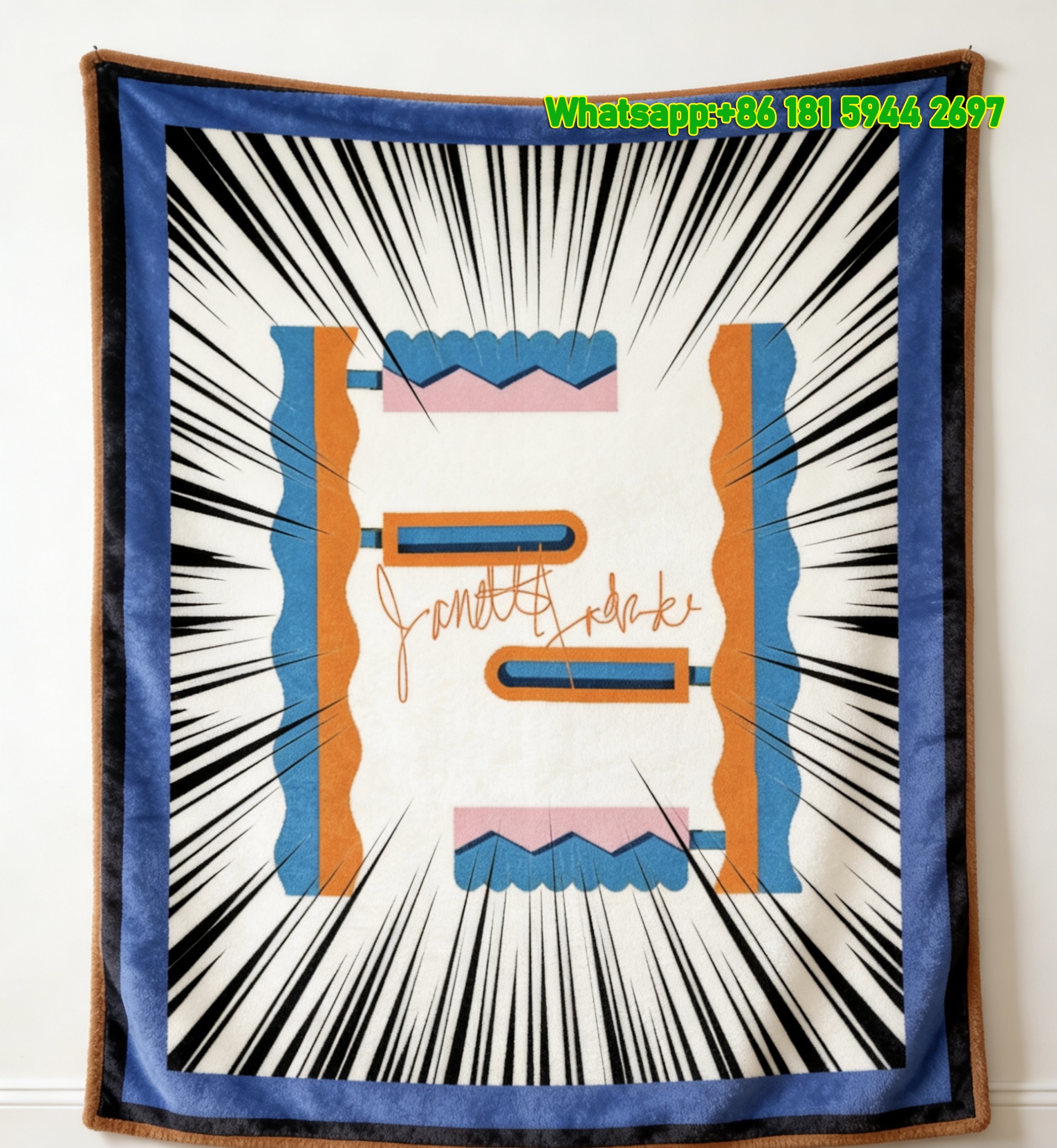 Fendi Brown Beige Monogram Flannel Throw Blanket Wall Hanging IMG_9528